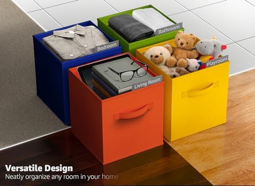 Sorbus Foldable Fabric Storage Cubes, 12 Pack (13 Inch, Bright Rainbow) - Image 6