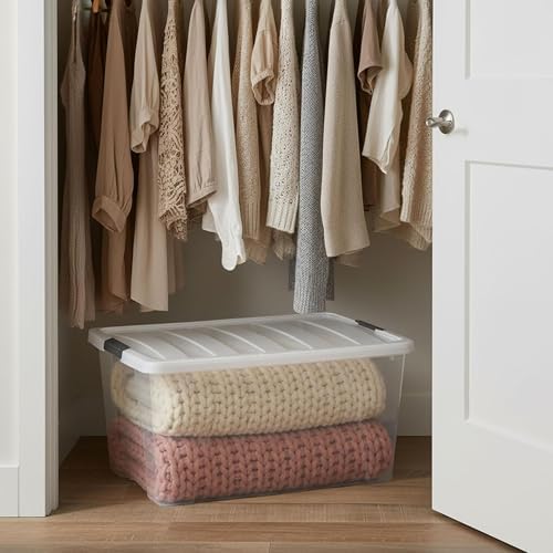IRIS USA 94 Qt Storage Bins with Lids, 8 Pack, BPA-Free, Clear/White - Image 2