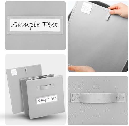 11x11 storage cube bins (Set of 10) Foldable Fabric storage cubes with 10 Labels Window Cards & a Pen,11 inch cube storage bin,Closet Organizers for Shelves,Cubby Organizer Boxes,Light Grey - Image 3
