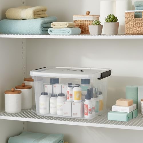 18 Quart Clear Storage Latching Bin with Lids, Plastic Box with Lid and Handles, 4 Packs - Image 5