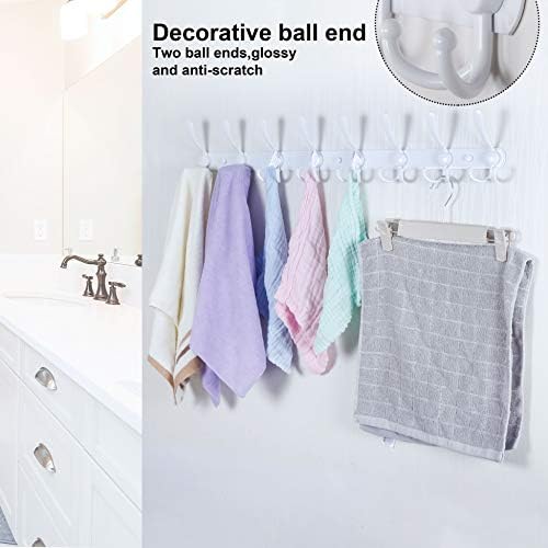 WEBI Coat Rack Wall Mount Long,8 Tri Hooks for Hanging Coats,30 inch Hook Rack,Hook Rail,Coat Hanger Wall Mount for Clothes,Jacket,Hats,White,2 Packs - Image 4
