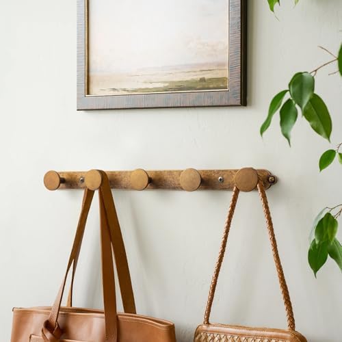 Goo-Ki Antique Brass Coat Rack Wall Mount with Keelplate Backplate, Heavy Duty Zinc Coat Hooks Wall Mounted, Vintage Rustic Hat Hanger and Towel Rack for Entryway, Mudroom, and Bathroom (5 Hooks) - Image 4