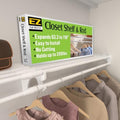 EZ SHELF - Hanging Shelf - Closet Rod - Expands 63.3-118” - White, Closet Shelves - Strong, Holds 200 lbs - DIY, Easy Install - to 2 Side Walls - Alternative to Wire Shelving by EZSHELF