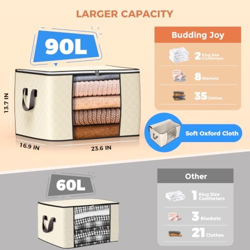 90L Large Storage Bags, 10 Pack Clothes Storage Bins Closet Organizers - Image 2