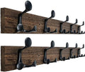 WEBI Coat Rack Wall Mount,30" Solid Wood Coat Hooks Wall Mounted Coat Hanger,16" Hole to Hole,Heavy Duty Hook Rack Rail,5 Triple Hooks for Hanging Coats,Jacket,Clothes,Hat,Weathered Brown,2 Packs by WEBI