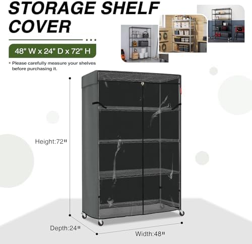 Porch Shield 600D Storage Shelf Cover for Wire Rack, 48"Wx24"Dx72"H, Grey - Image 2