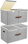 TYEERS Extra Large Collapsible Storage Bins with Lids and Compartments, Organizing Bins for Closet Storage, Clothes Storage, Cube Organizer for Home Office Storage - 2 Pack - Gray by StorageOrganization