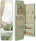 Nicetree Rounded Mirror Jewelry Cabinet, Lockable, Wall Mounted, Green by Nicetree