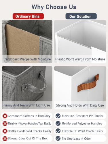 8 Pack Large Closet Storage Baskets Bins for Shelves, Collapsible Fabric Closet Organizers and Storage with Polyester Handles, Decorative Baskets for Organizing Clothes, Towels, Linen Closet 14"x10" - Image 4