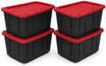 4-Pack 27 Gallon Heavy Duty Storage Bins Durable Polypropylene Plastic with Snap Lock Lids Stackable Large Capacity Organizers Garage Basement Multi-Purpose Storage Containers Black and Red by Unknown