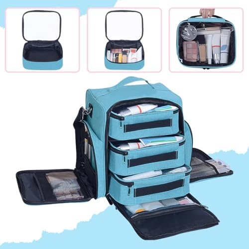 Large Makeup Bag Organizer with 3 Inner Removable Pouches,Green - Image 3