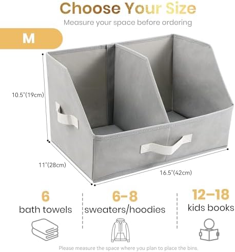 Closet Organizers Storage, Medium Collapsible Bin 6pc, Light Gray - Image 2