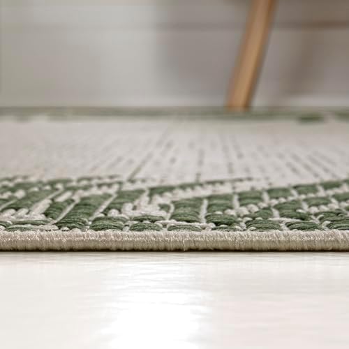 JONATHAN Y Palm Frond Border Indoor Outdoor Area Rug 5X8 Green/Cream, Isla Coastal Cottage for Backyard, Patio, Porch, Easy-Cleaning, High Traffic, Pet-Friendly, Non-Shedding (TSN207B-5) - Image 6