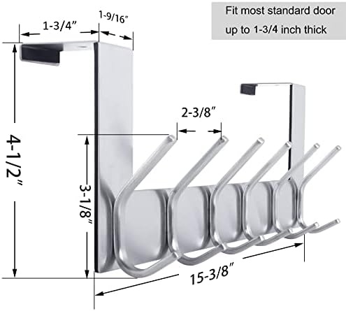 WEBI Over The Door Hooks Door Hanger:Over The Door Towel Rack with 6 Hooks for Hanging,Door Coat Hanger Towel Hanger Over Door Coat Rack for Towels,Clothes,Silver,2 Packs - Image 2