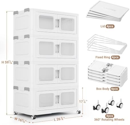 BROVIEW 600 Qt Extra Large Stackable Storage Bin with Lids, 4 Pack White - Image 2