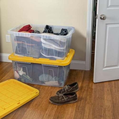 CX 27-Gallon Heavy Duty Clear Stackable Storage Bins with Lids, 4 Pack - Image 7