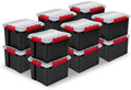 Sterilite 12 Pack Gasket Box, Stackable Plastic 8.5 Gallon Storage Container with Lids, Black - Waterproof and Dustproof Tote for Home Organization by Sterilite
