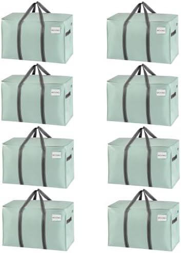 VENO 8 Pack Heavy Duty Moving Bags, Extra Large Storage Bags with Reinforced Handles & Strong Zippers, Foldable & Reusable Moving Box Alternative for Clothes & Dorm Storage by Veno