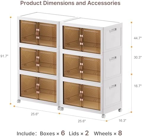 UAMFURI Stackable Storage Bins, 896QT Collapsible Drawers with 2 Lids - Image 4