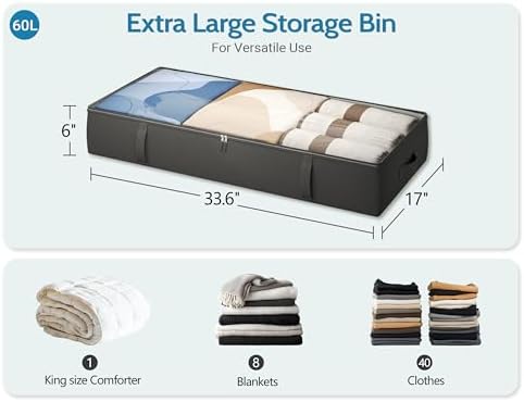 Side-Supported Under Bed Storage Containers, 8 Inch 80L Clothes Storage Bin - Image 3