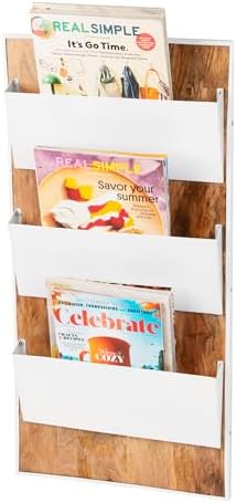 Mind Reader 3-Tier Wall-Mounted File Organizer, Wood and Metal Vertical Rack for Mail, Magazines, and Documents, Metal, Wood, White - Image 5