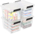 30 Quart Clear Storage Latch Bins, Large Plastic Storage Box with Wheels, 4 Packs by Rinboat