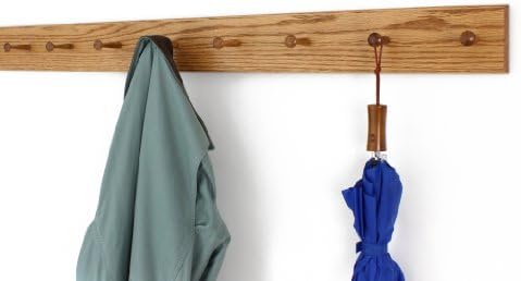 Solid Oak Xtra-Wide Shaker Peg Rack -Made in The USA - Golden Oak Stain 46 x 4.5 Inches with 8 Pegs - Image 2
