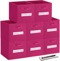 Fabric storage cubes (8 Pack) 13 Inch Cube Storage Bin, cube organizer bins with 8 Labels Window Cards & a Pen, Foldable cube organizer bins and Storage Box, Dark pink by Artsdi