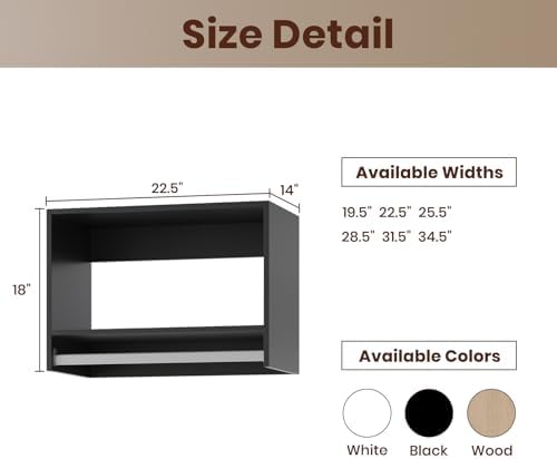 ROOMTEC 22.5" Tall Hanging Closet Unit, Modular Closet System with Hanging Rod, Wardrobe Organizer for Bedroom or Walk-in Closet, Wall Mounted, Customizable Clothes Storage Unit, Black - Image 2