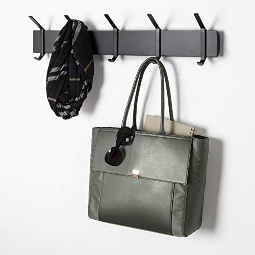 Kate and Laurel Rossmore Farmhouse 5-Hook Wall Hanging Coat Rack, Black, Modern Hanging Rack for Coats, Bags, Or Pots and Pans - Image 2