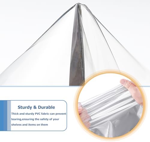 Waterproof Shelf Cover,Durable Dustproof Storage Wire Rack Covers,Outdoor Shelving Covers for Wire Shelves with Zipper 48''x18''x82'',Clear,Cover Only - Image 5