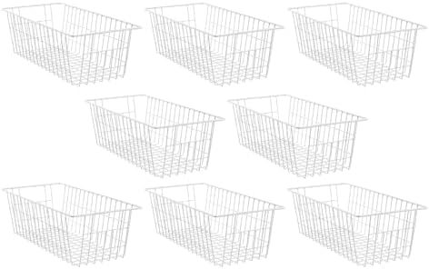 SANNO Freezer Baskets Wire Storage Baskets Bin Organizer Food, Kitchen, Basket Organizers Bins for Home, Bathroom, Closet Organization, White, 8 by SANNO