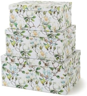 Soul & Lane - Magnolia Garden Decorative Storage Boxes with Lids, Set of 3 by SoulLane