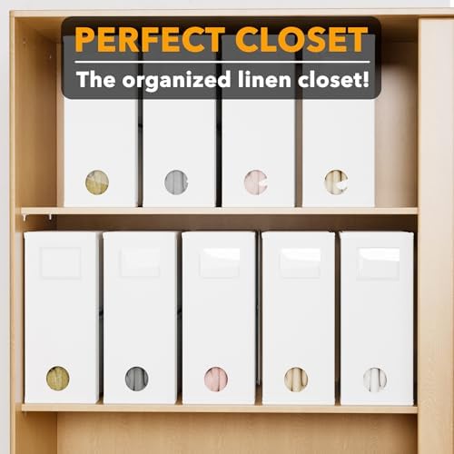 SpaceAid 9 Pack Bed Sheet Organizers and Storage, Foldable Sheet Organizer with Window for Linen Closet, Set Folder Keeper for Queen & King Size Bedding Storage (White) - Image 5