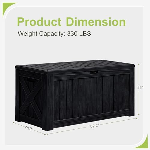 Greesum 120 Gallon Deck Box, Resin Outdoor Storage Container, Black - Image 6
