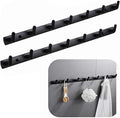 Wall Mounted Coat Rack, 7 Hooks, 25.7"x1.3", Modern, Black, 2 Pcs by Spotact