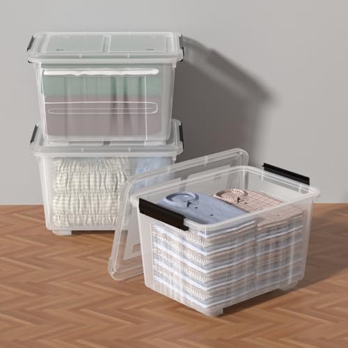 Zopnny 50 Qt Stackable Plastic Storage Bins with Lids, 4 Pack - Image 4