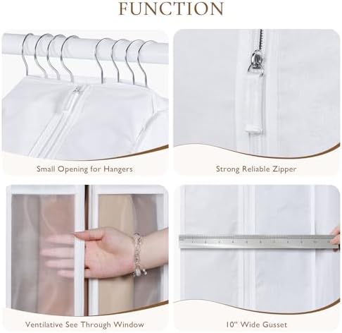 Univivi 60 Inch Cotton Garment Bag for Fur Coat 4 Pack, White - Image 2
