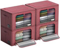 Sorbus Clothing Storage Bins with Clear Window, Metal Frame (4 Pack, Pink) by Sorbus