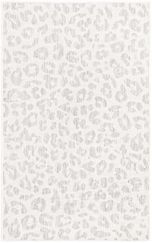 Unique Loom Outdoor Safari Collection Area Rug - Leopard (3' x 5' 3" Rectangle, Ivory Gray) - Image 3