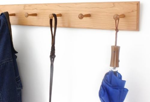 Cherry Shaker Peg Rack 4.5" Extra Wide (Natural, 29" x 4.5" with 5 pegs) - Image 2