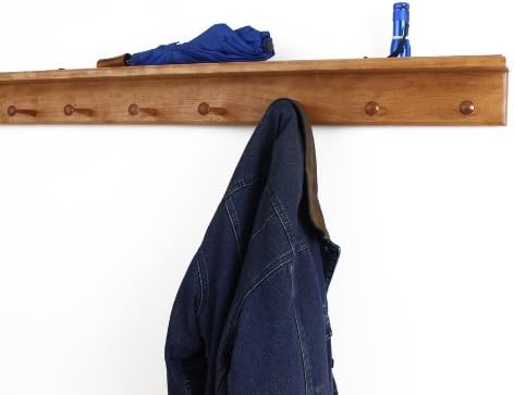 Cherry Peg Rack with Shelf -Handcrafted in The USA (Cherry, 41" with 7 pegs) - Image 2