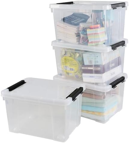 4 Pack 23 L Clear Plastic Storage Bins with Wheels and latches - Image 7