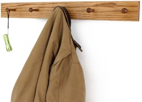 Solid Oak Shaker Peg Rack Made in The USA - Golden Oak Stain Stain 29 x 3.5 Inches with 5 Pegs - Image 2
