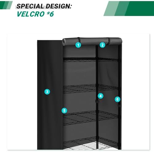 Storage Shelf Cover Waterproof Wire Rack Cover with Zipper 30"Lx14"Wx60"H - Image 5