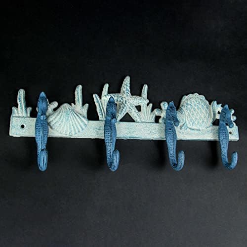 Zeckos Decorative Wall Hooks, 15.5 Inch Cast Iron Seahorse Rack - Image 3
