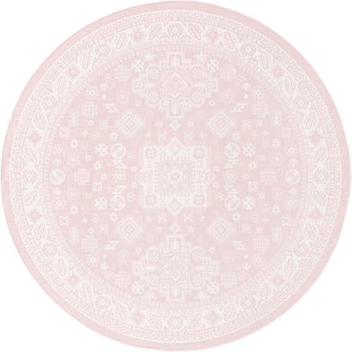 Rugs.com - Outdoor Aztec Rug – 10 Ft Round Pink Indoor/Outdoor Rug – Washable, Stain-Resistant Flatweave for Patios, Decks, and Porches - Image 2