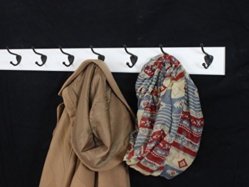 White Coat Rack with Oil Rubbed Bronze Hat & Coat Style Hooks (20" x 3.5" with 4 hooks) - Image 3