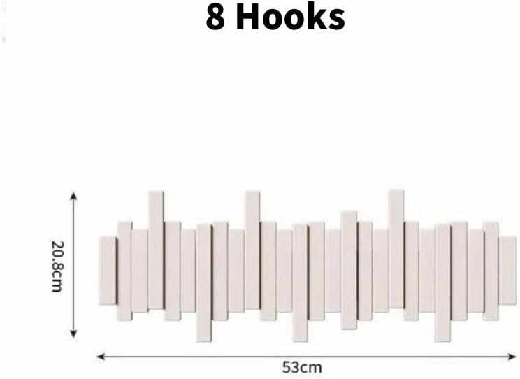 ELECANE Key Holder Wall Mount, Splicable Wooden Piano Coat Rack Wall Mount, Modern Wall Art Flip Down Magnetic Hooks Wall Hook Hat Hanger for Entryway Key Holder Bedroom Kitchen (White, 8 Hooks) - Image 2