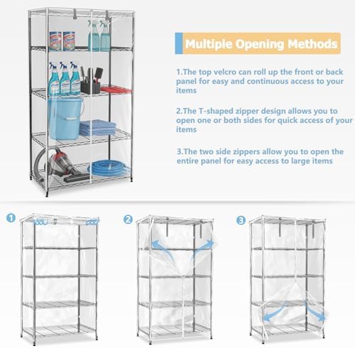Wire Shelf Cover,600D Heavy Duty 100% Waterproof Shelf Covers for Wire Shelving,Outdoor Storage Shelves Cover for Metal Rack,36" W x 18" D x 72" H,Clear - Image 7
